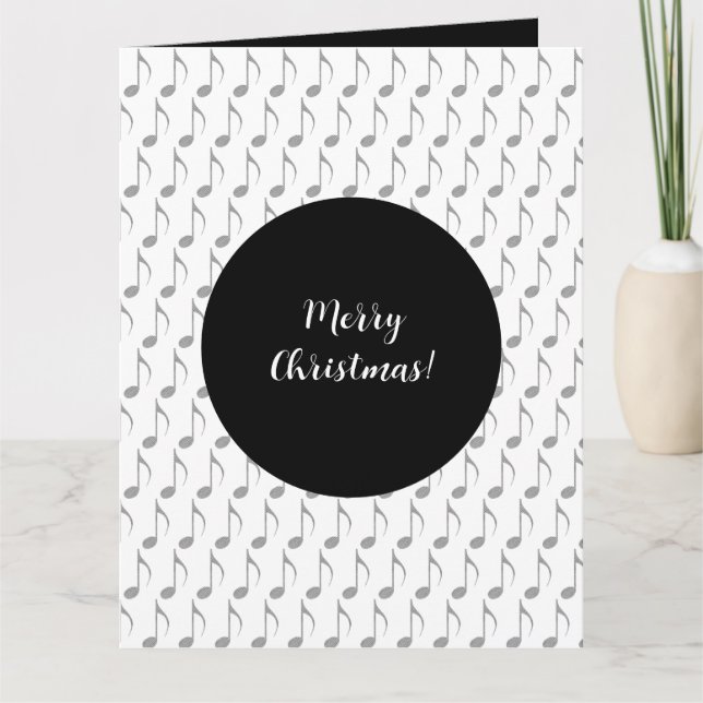 Carte Chic Houndstooth Notes musicales Joyeux Noël (Devant)