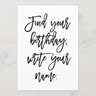 Carte Chic Lettre À La Main Trouvez Votre Anniversaire,