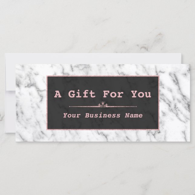 Carte Chic Marbre blanc Rose Gold Certificat cadeau (Devant)