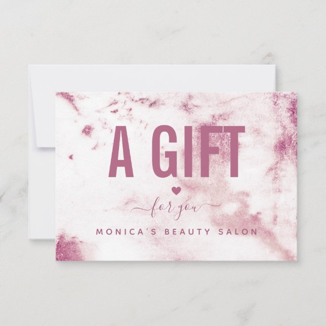 Carte Chic Marbre rose Élégant Glam Beauté Salon Moderne (Devant)