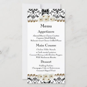 Carte Chic noir & blanc Damask Mariage Pearl