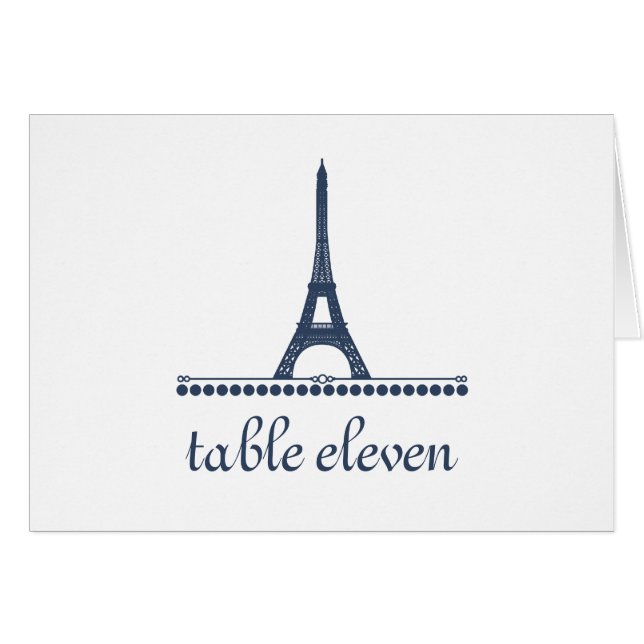Carte Chic Numéro de Table Parisienne, Bleu (Devant horizontal)
