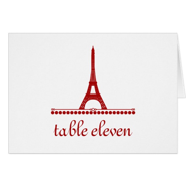 Carte Chic Numéro de Table Parisienne, Rouge (Devant horizontal)