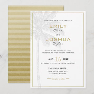 Carte Chic Palm Tree & Gold Faire-part de mariage
