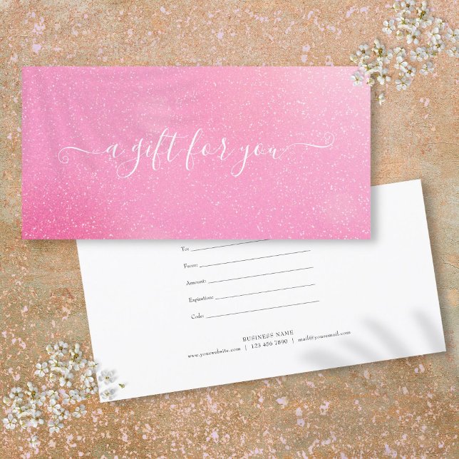 Carte Chic Parties scintillant rose Certificat cadeau cl (Chic Pink Glitter Customer Gift Certificate)