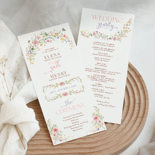Carte Chic Pastel Fleur sauvage Fairytale Wedding Progra