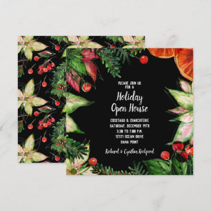 Carte Chic Poinsettia and Oranges Christmas Invites
