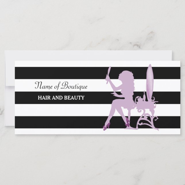 Carte Chic Purple Girl Stripes Certificat Cadeau Salon (Devant)