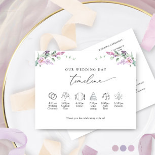 Carte Chic Purple, Mauve Floral Mariage Timeline Program