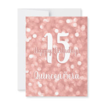 Chic rose Bokeh éclaire heureux anniversaire Quinc