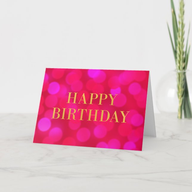 Carte Chic Rose Bokeh Lights Faux Gold Joyeux Anniversai (Devant)