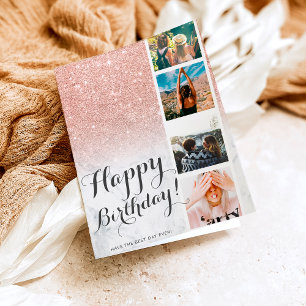 Carte Chic rose or parties scintillant en marbre photo c