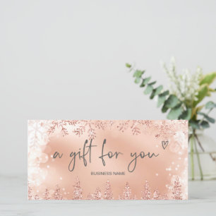 Carte Chic rose or pin neige logo cadeau certificat