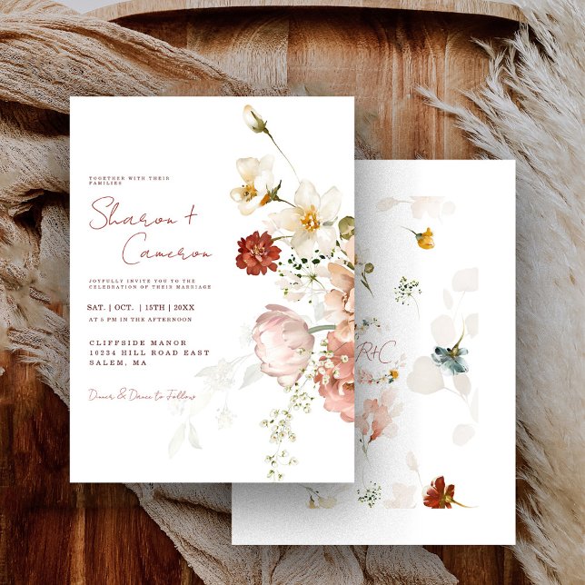 Carte Chic Rustique Aquarelle Boho Floral Garden Mariage (Créateur téléchargé)