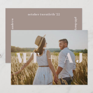 Carte Chic Taupe Monogramme superposer photo Enregistrer