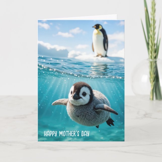Carte Chick de pingouin pour la fête des mères (Devant)