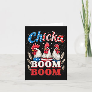 Carte Chicka Boom Boom drôle de poulet patriotique 4 jui