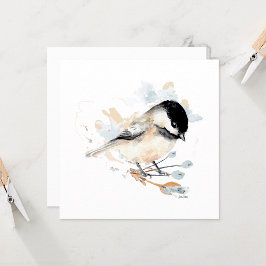 Carte Chickadee Aquarelle Oiseau Art