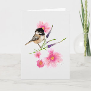 Carte Chickadee Black Capped Aquarelle Art
