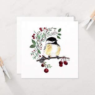 Carte Chickadee Cute Bird Aquarelle