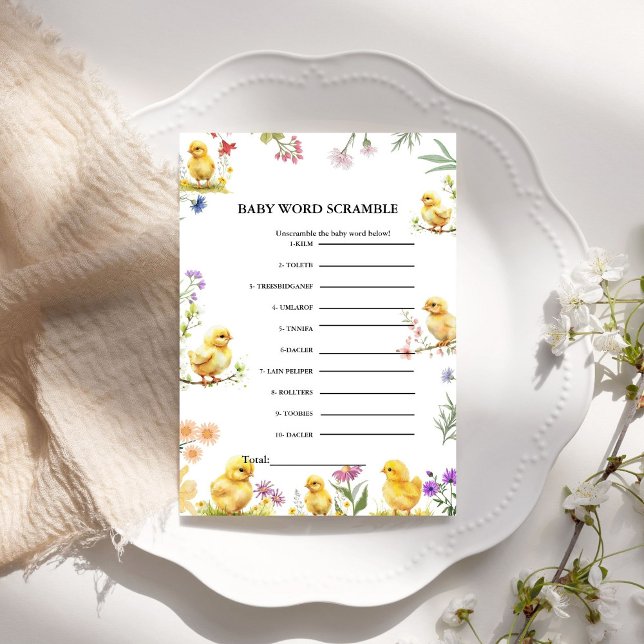 Carte Chicken Baby mot brouiller jeu baby shower (Créateur téléchargé)