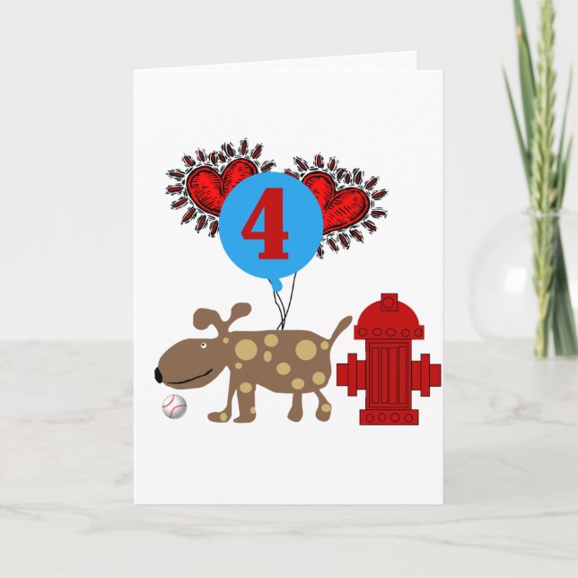 Carte Chien 4th Birthday Tshirts et cadeaux (Devant)