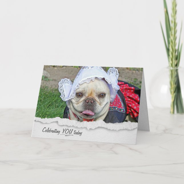 Carte Chien À Balle Français En Costume Néerlandais Cart (Devant)