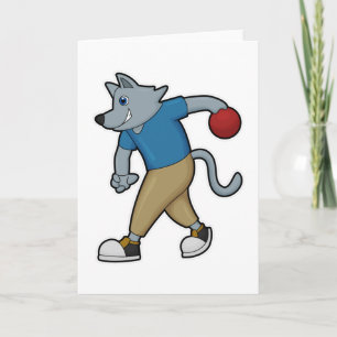 Carte Chien à Bowling avec Bowling balle