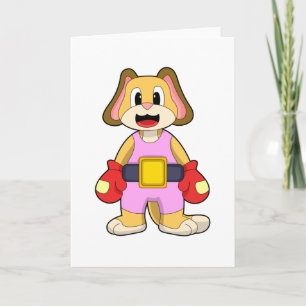Carte Chien à la boxe avec des gants de boxe