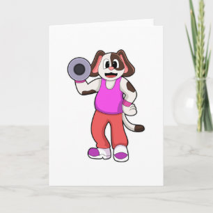 Carte Chien à la musculation avec haltère