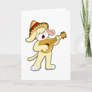 Carte Chien à la musique avec guitare