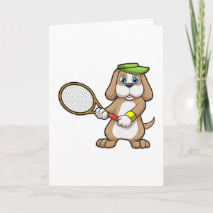 Carte Chien à Tennis avec raquette de tennis & Casquette