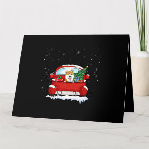 Carte Chien Akita Roue Camion Rouge Pajama de Noël Jeu d