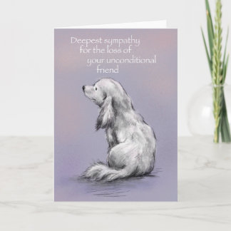 Carte Chien assis sur son dos, Désolé pour votre perte