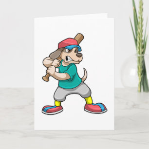 Carte Chien au baseball avec batte de baseball
