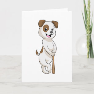 Carte Chien au baseball avec une batte de baseball