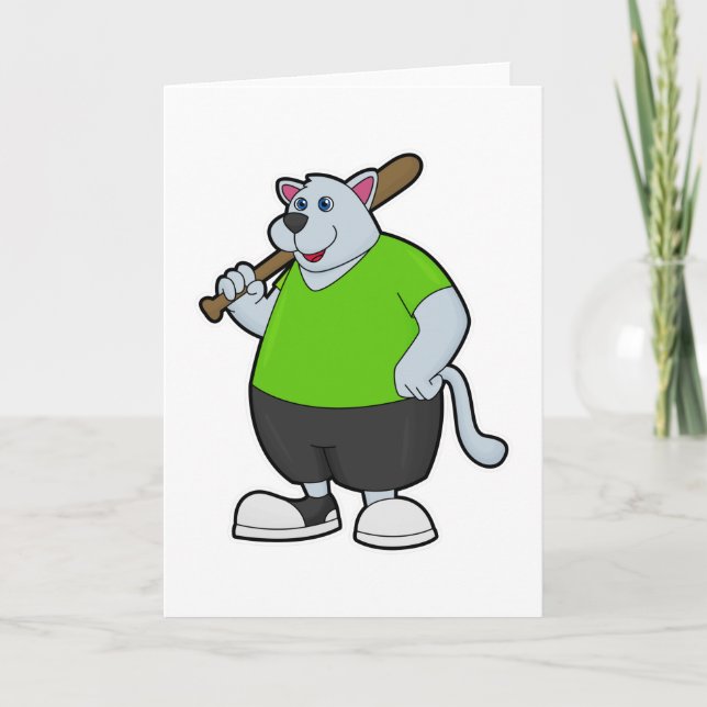 Carte Chien au baseball avec une batte de baseball (Devant)