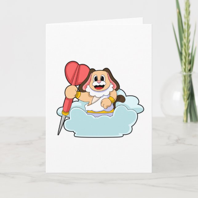 Carte Chien aux fléchettes avec fléchette (Devant)