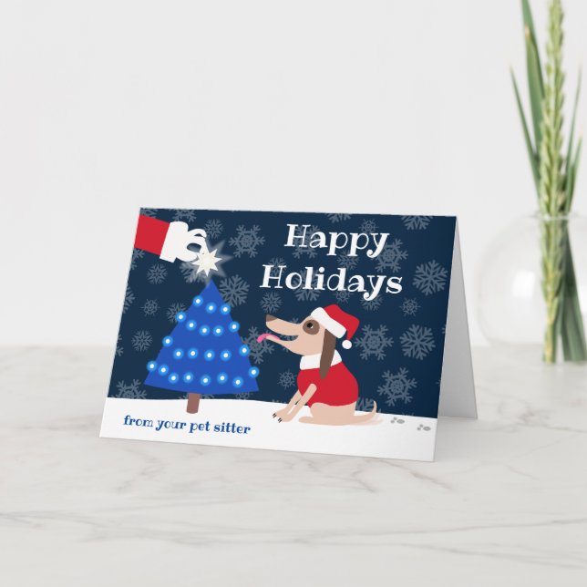 Carte Chien avec animal de compagnie avec sapin de Noël  (Devant)