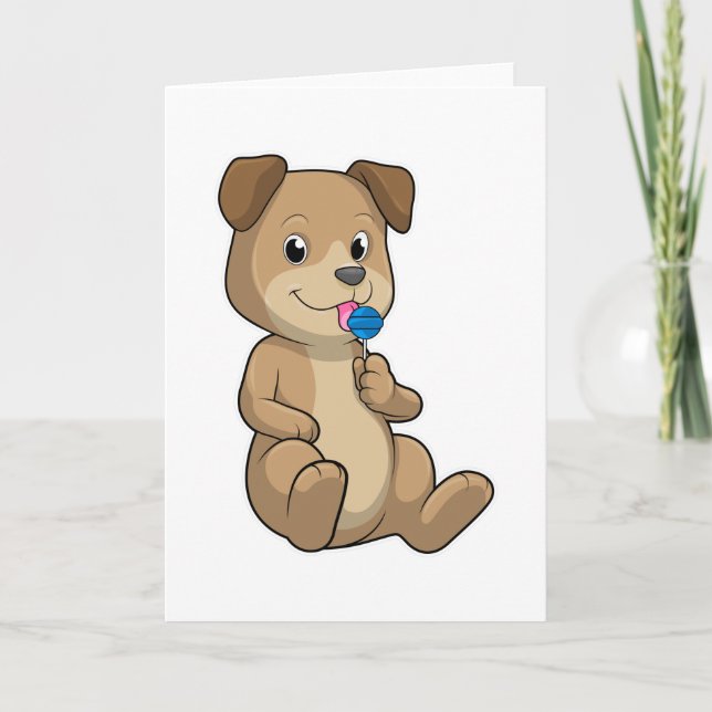 Carte Chien avec des bonbons sucette (Devant)