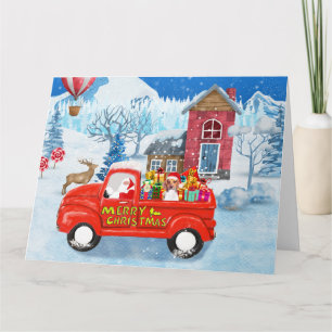Carte Chien beagle dans la livraison de Noël Camion neig