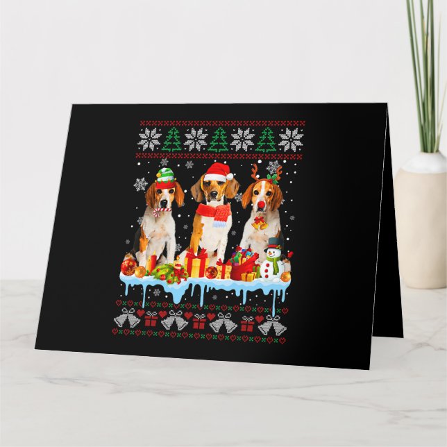 Carte Chien Beagle de Noël moche Père Noël Costume de ch (Devant)