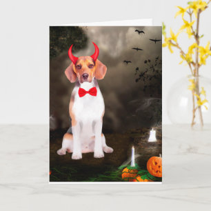 Carte Chien beagle en costume d'Halloween