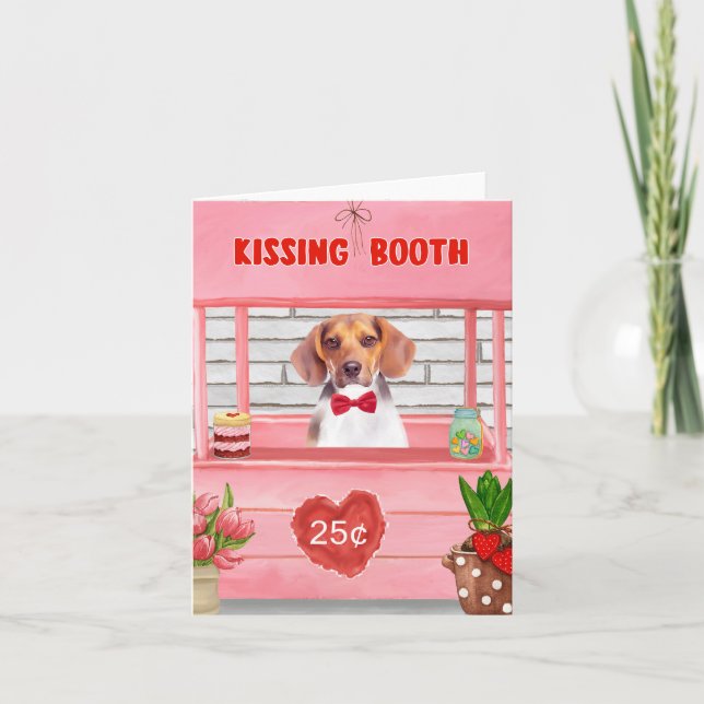 Carte Chien beagle Valentine's Day Kissing Booth (Devant)