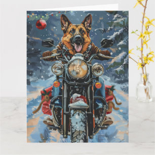 Carte Chien berger allemand équitation moto Noël