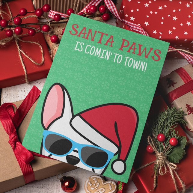 Carte Chien blanc amusant Père Noël Paws Noël (Créateur téléchargé)
