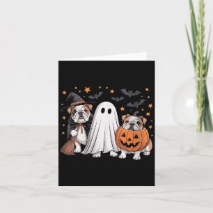 Carte Chien Bouledogue Anglais Sorcière Fantôme Citrouil