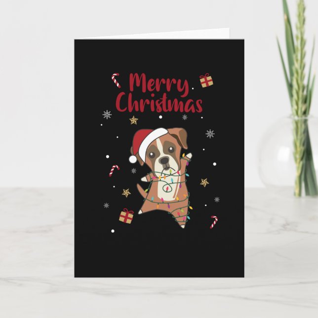 Carte Chien Boxer Noël Neige Hiver Animaux Chiens (Devant)