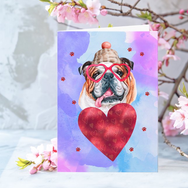 Carte Chien cadeau de la Saint Valentin en bleu anglais (Créateur téléchargé)