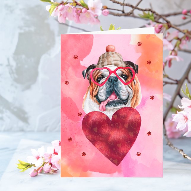 Carte Chien-cadeau de Saint Valentin en anglais rose (Créateur téléchargé)